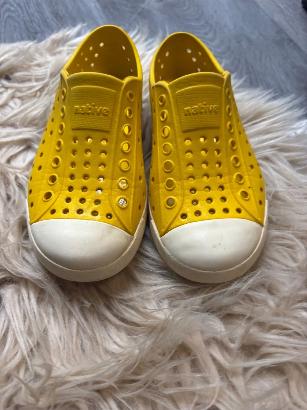 Native Kids Slip-On Water Shoes in Yellow with White Toe
